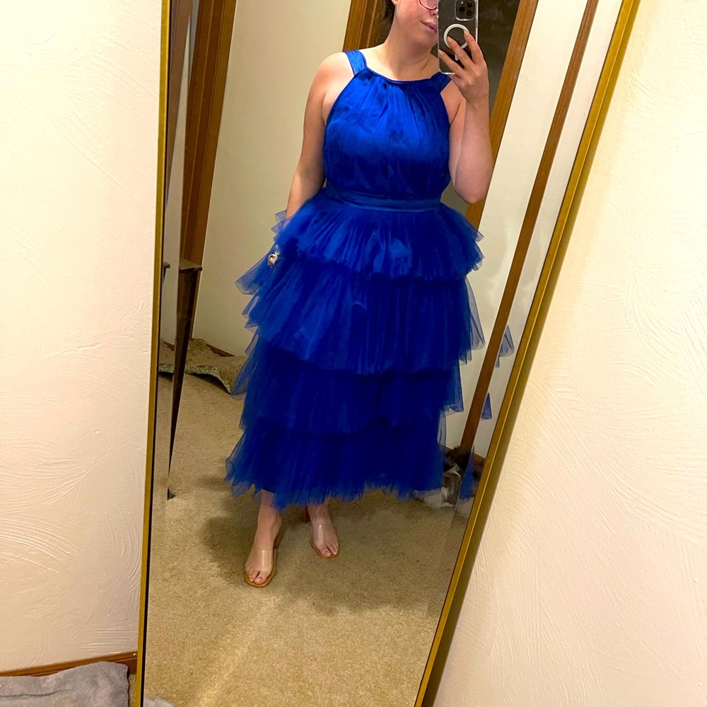 Royal Blue Tiered Tulle Dress